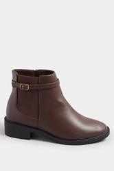 Black Faux Leather Buckle Stretch Ankle Boots In Wide E Fit & Extra Wide EEE Fit | Yours Clothing 2