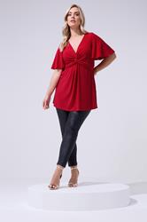 YOURS LONDON Plus Size Red Knot Detail Front Top | Yours Clothing 1