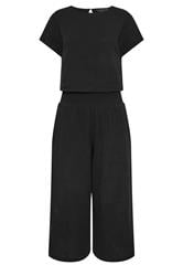 PixieGirl Petite Set Black Cotton Cheesecloth Top & Cropped Trousers