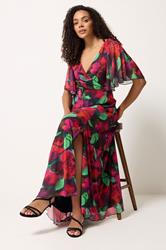 M&Co Purple Floral Print Mesh Maxi Wrap Dress | M&Co 2