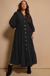 EVANS Plus Size Black Premium Tiered Maxi Dress | Evans 3