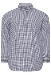 KAM Big & Tall Navy Blue Long Sleeve Gingham Shirt | BadRhino 2