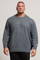 JACK & JONES Big & Tall Dark Grey Crew Neck Knit Jumper | BadRhino 3