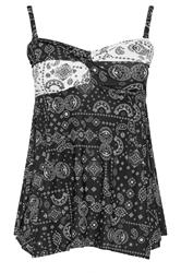 YOURS Curve Black Bandana Print Hanky Hem Tankini Top