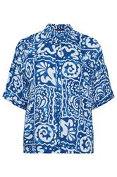 EVANS Plus Size Blue Abstract Print Blouse | Evans 5