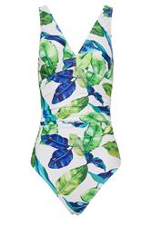 LTS Tall Women's White Palm Leaf Twist Back Swimsuit | Long Tall Sally 6
