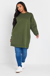 YOURS Plus Size Khaki Green Sweatshirt | Yours Clothing  1