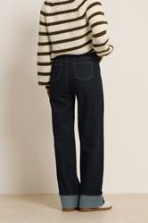 LTS Tall Dark Blue Cotton Turn Up Wide Leg Jeans | Long Tall Sally 4