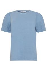 M&Co Light Blue Embroidered Sleeve Cotton T-Shirt