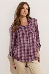 M&Co Berry Purple & White Checked Shirt | M&Co 3