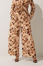 LIMITED COLLECTION Plus Size Brown Abstract Animal Print Wide Leg Trousers | Yours Clothing 1