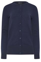 LTS Tall Navy Blue Crew Neck Button Cardigan