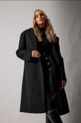 LTS Tall Women's Black Boucle Wrap Midi Coat | Long Tall Sally 5
