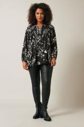 EVANS Plus Size Black Dogtooth Print Pintuck Blouse | Evans  1