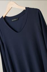 EVANS Plus Size Navy Blue Premium Ribbed Modal Blend Swing Top 6