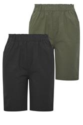 YOURSET 2 PACK Curve Black & Khaki Green Cool Cotton Shorts