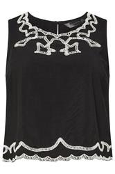 PixieGirl Petite Black Embroidered Sleeveless Top