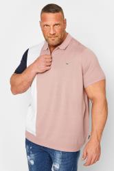 BadRhino Big & Tall Pink Stripe Knitted Polo Shirt | BadRhino 3