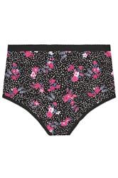 YOURS Plus Size 5 PACK Black Floral Print Full Briefs | Yours Clothing 8
