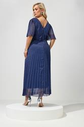 YOURS LONDON Plus Size Blue Pleated Wrap Maxi Dress | Yours Clothing 2