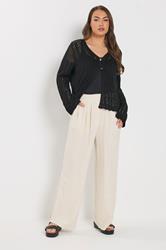 YOURS Plus Size Black Pointelle Knitted Cardigan | Yours Clothing 1
