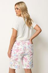 YOURS Plus Size White Tropical Cool Cotton Shorts | Yours Clothing 2