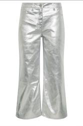 PixieGirl Petite Women's Silver Non-Stretch Metallic Wide Leg Jeans | PixieGirl 7