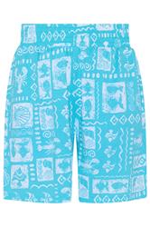 YOURS Curve Blue Mixed Shell Shirred Shorts