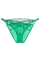 PLAYFUL PROMISES Plus Size Green Strappy Embroidered Briefs | Yours Clothing 4