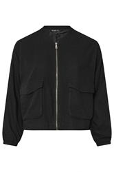 YOURS Curve Black Linen Bomber Jacket