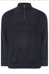 JACK & JONES Big & Tall Navy Blue High Neck Quarter Zip Jumper | BadRhino 2