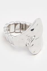 Silver Tone Textured Hammered Stretch Ring | Yours Clothing 3