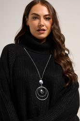 Silver Tone Mixed Circle Long Necklace | Yours Clothing 1