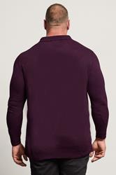 BadRhino Big & Tall Plum Purple Cable Knit Polo Shirt | BadRhino 2
