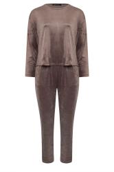 YOURS Curve Brown Super Luxe Pyjama Set