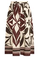 EVANS Plus Size Cream & Brown Abstract Print Cotton Skirt | Evans 5