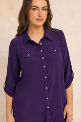 EVANS Plus Size Purple Tab Sleeve Blouse | Evans  3