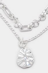 YOURSET 2 PACK Silver Tone Layer Chain Pendant Necklace Set | Yours Clothing 2