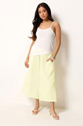 PixieGirl Petite Women's Lemon Yellow Cotton Cheesecloth Cropped Wide Leg Trousers | PixieGirl 3