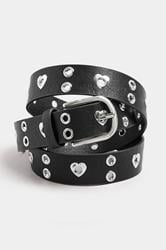 Black Eyelet Heart Detail Belt | Yours Clothing 3
