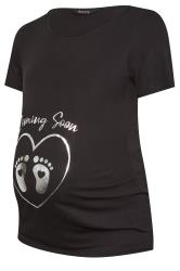 BUMP IT UP MATERNITY Curve Black 'Coming Soon' Slogan T-shirt