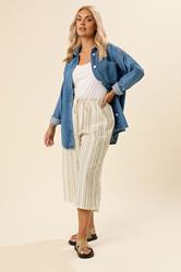 YOURS Plus Size Natural Brown Linen Look Culottes  | Yours Clothing 1