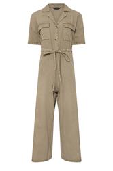 PixieGirl Petite Women's Brown Tie Waist Cotton Wide Leg Jumpsuit | PixieGirl 5