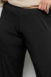 Plus Size Black Pull On Wide Leg Trousers | Yours Clothing 5