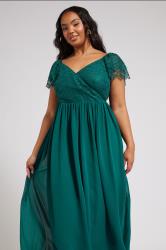 YOURS LONDON Plus Size Teal Green Lace Maxi Wrap Dress | Yours Clothing 1