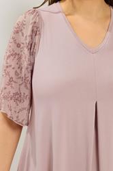YOURS Plus Size Pink Pleat Front Floral Sleeve Top | Yours Clothing 4