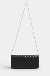 Black Faux Leather Chevron Clutch Bag
