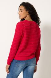 M&Co Red Crew Neck Crochet Cardigan | M&Co 2