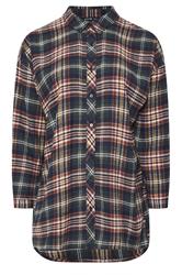 YOURS Curve Navy Blue & Red Oversized Check Shirt