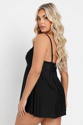 Plus Size Black Mesh Panel Tummy Control Swim Dress | Yours Clothing 4